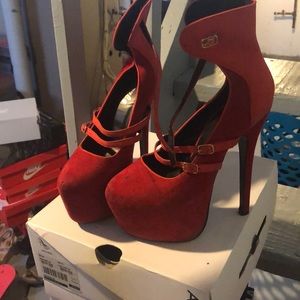 Platform red heels